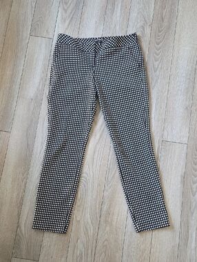 Express Black and White Printed Slim Pants 4